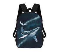 sinyumoney 17 Inch Whale in The Deep Blue Sea Backpack 3D Printed Children's School Backpack for Kids High Capacity Travel Rucksacks Book Bags Kids School Bag Back Pack