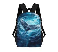 sinyumoney 17 Inch Whale Tail Oceans Deep Blue Backpack Kids School Backpack 3D Printed Fashion School Bag for Boys Elementary And Middle School Student