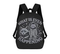 sinyumoney 17 Inch What Is Even Happening - Space Cat Existential Meme Backpack 3D Printed Children's School Backpack for Kids High Capacity Travel Rucksacks Book Bags Kids School Bag Back Pack