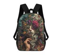 sinyumoney 17 Inch Whiskered Bloom Backpack Kids School Backpack 3D Printed Fashion School Bag for Boys Elementary And Middle School Student