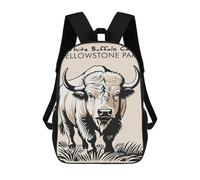 sinyumoney 17 Inch White Buffalo Calf Backpack 3D Printed Children's School Backpack for Kids High Capacity Travel Rucksacks Book Bags Kids School Bag Back Pack
