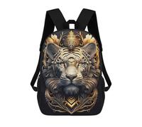 sinyumoney 17 Inch White Golden Tiger King Backpack Kids School Backpack 3D Printed Fashion School Bag for Boys Elementary And Middle School Student