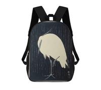 sinyumoney 17 Inch White Heron Bird Japanese Backpack 3D Printed Children's School Backpack for Kids High Capacity Travel Rucksacks Book Bags Kids School Bag Back Pack