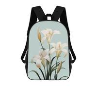sinyumoney 17 Inch White Lily Flowers Bouquet Backpack 3D Printed Children's School Backpack for Kids High Capacity Travel Rucksacks Book Bags Kids School Bag Back Pack
