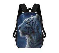 sinyumoney 17 Inch White Tiger Portrait Under Starry Sky Backpack 3D Printed Children's School Backpack for Kids High Capacity Travel Rucksacks Book Bags Kids School Bag Back Pack