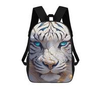 sinyumoney 17 Inch White Tiger with Golden Accents Backpack with Pocket 3D Printed Travel Rucksacks Book Bags Kids School Bag