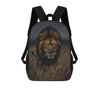 sinyumoney 17 Inch Wild Lion in Grassland Backpacks Kids School Backpack School Bag 3D Printed School Bag for Boys Elementary And Middle School Students