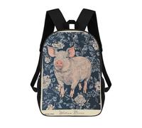 sinyumoney 17 Inch William Morris Pig Floral Backpack 3D Printed Children's School Backpack for Kids High Capacity Travel Rucksacks Book Bags Kids School Bag Back Pack