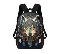 sinyumoney 17 Inch Wolf Dreamcatcher Backpack Kids School Backpack 3D Printed Fashion School Bag for Boys Elementary And Middle School Student