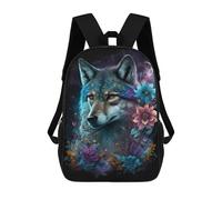 sinyumoney 17 Inch Wolf Fantasy Art Print-7 School Backpack School Bags for Girls Boys Backpack with Pocket Fashion School Bag Kids Backpack