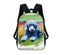 sinyumoney 17 Inch WORLD POODLE DAY POSTER Backpacks Kids School Backpack School Bag 3D Printed for Boys Elementary And Middle School Students