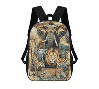 sinyumoney 17inch African Safari Animals Kids School Backpack 3D Printed Fashion School Bag Casual School Bag for Boys Elementary And Middle School Students
