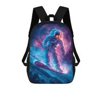 sinyumoney 17inch Astronaut Snowboarding in Space-1 Kids School Backpack 3D Printed Fashion School Bag Casual School Bag for Boys Elementary And Middle School Students