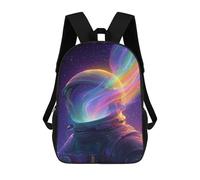 sinyumoney 17inch Astronaut with Rainbow Helmet -2 Kids School Backpack 3D Printed Fashion School Bag Casual School Bag for Boys Elementary And Middle School Students