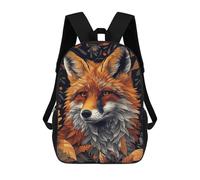sinyumoney 17inch Autumn Fox Portrait-2 Kids School Backpack 3D Printed Fashion School Bag Casual School Bag for Boys Elementary And Middle School Students