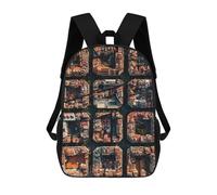sinyumoney 17inch Barcelona Puzzle Kids School Backpack 3D Printed Fashion School Bag Casual School Bag for Boys Elementary And Middle School Students