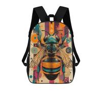 sinyumoney 17inch Bee Abstract Art Vibrant Bee Kids School Backpack 3D Printed Fashion School Bag Casual School Bag for Boys Elementary And Middle School Students