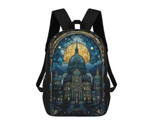sinyumoney 17inch Berlin Cathedral Travel Kids School Backpack 3D Printed Fashion School Bag Casual School Bag for Boys Elementary And Middle School Students