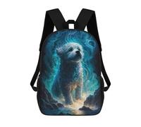 sinyumoney 17inch Bichon Frise Dog Kids School Backpack 3D Printed Fashion School Bag Casual School Bag for Boys Elementary And Middle School Students