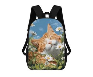 sinyumoney 17inch Cat in Daisy Field -9 Kids School Backpack 3D Printed Fashion School Bag Casual School Bag for Boys Elementary And Middle School Students