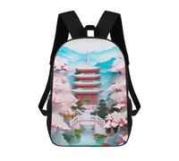 sinyumoney 17inch Cherry Blossoms Kids School Backpack 3D Printed Fashion School Bag Casual School Bag for Boys Elementary And Middle School Students