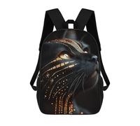 sinyumoney 17inch Children's Backpack 3D Printed Abyssinian Black Cat with Golden Pattern Schoolbag Student Daypack Fashion Casual Lightweight School Bags for School College Travel