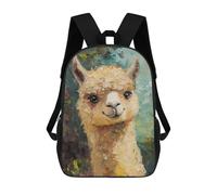 sinyumoney 17inch Children's Backpack 3D Printed Alpaca Painting Artwork Schoolbag Student Daypack Fashion Casual Lightweight School Bags for School College Travel