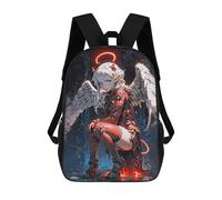 sinyumoney 17inch Children's Backpack 3D Printed Angelic Duality Schoolbag Student Daypack Fashion Casual Lightweight School Bags for School College Travel
