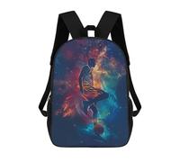 sinyumoney 17inch Children's Backpack 3D Printed Basket Galaxy Silhouette Schoolbag Student Daypack Fashion Casual Lightweight School Bags for School College Travel
