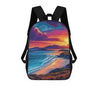 sinyumoney 17inch Children's Backpack 3D Printed Beach Sunset Landscape Schoolbag Student Daypack Fashion Casual Lightweight School Bags for School College Travel