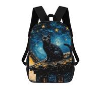 sinyumoney 17inch Children's Backpack 3D Printed Black Cats Are Outcasts Schoolbag Student Daypack Fashion Casual Lightweight School Bags for School College Travel