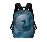 sinyumoney 17inch Children's Backpack 3D Printed Blue Dragon Moonlit Sky-1 Schoolbag Student Daypack Fashion Casual Lightweight School Bags for School College Travel