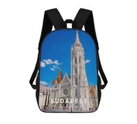 sinyumoney 17inch Children's Backpack 3D Printed Budapest 4 Schoolbag Student Daypack Fashion Casual Lightweight School Bags for School College Travel