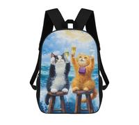 sinyumoney 17inch Children's Backpack 3D Printed Cats Toasting on The Sea Schoolbag Student Daypack Fashion Casual Lightweight School Bags for School College Travel
