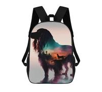 sinyumoney 17inch Children's Backpack 3D Printed Cavalier King Retro Schoolbag Student Daypack Fashion Casual Lightweight School Bags for School College Travel