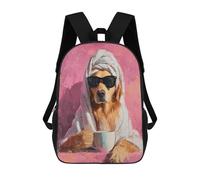 sinyumoney 17inch Children's Backpack 3D Printed Chill Golden Retriever with Coffee Mug -1 Schoolbag Student Daypack Fashion Casual Lightweight School Bags for School College Travel