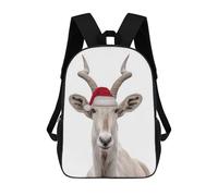 sinyumoney 17inch Children's Backpack 3D Printed Christmas Addax Portrait Schoolbag Student Daypack Fashion Casual Lightweight School Bags for School College Travel