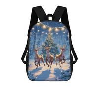 sinyumoney 17inch Children's Backpack 3D Printed Christmas Deer Forest Scene Schoolbag Student Daypack Fashion Casual Lightweight School Bags for School College Travel