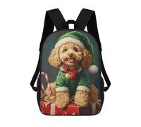 sinyumoney 17inch Children's Backpack 3D Printed Christmas Poodle with Gifts Schoolbag Student Daypack Fashion Casual Lightweight School Bags for School College Travel