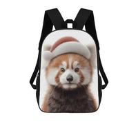 sinyumoney 17inch Children's Backpack 3D Printed Christmas Red Panda with Santa Hat Schoolbag Student Daypack Fashion Casual Lightweight School Bags for School College Travel