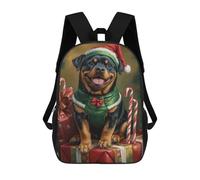 sinyumoney 17inch Children's Backpack 3D Printed Christmas Rottweiler with Presents Schoolbag Student Daypack Fashion Casual Lightweight School Bags for School College Travel