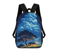 sinyumoney 17inch Children's Backpack 3D Printed Cloud-Covered Cabin in The Woods Schoolbag Student Daypack Fashion Casual Lightweight School Bags for School College Travel