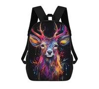 sinyumoney 17inch Children's Backpack 3D Printed Colorful Deer Art Print-1 Schoolbag Student Daypack Fashion Casual Lightweight School Bags for School College Travel