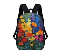 sinyumoney 17inch Children's Backpack 3D Printed Colorful Flower Garden Painting Schoolbag Student Daypack Fashion Casual Lightweight School Bags for School College Travel