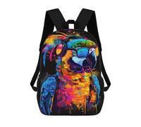 sinyumoney 17inch Children's Backpack 3D Printed Colorful Parrot Art Print Schoolbag Student Daypack Fashion Casual Lightweight School Bags for School College Travel