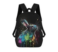 sinyumoney 17inch Children's Backpack 3D Printed Colorful Rabbit Art Print-5 Schoolbag Student Daypack Fashion Casual Lightweight School Bags for School College Travel