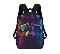 sinyumoney 17inch Children's Backpack 3D Printed Colorful Raccoon Art Print-2 Schoolbag Student Daypack Fashion Casual Lightweight School Bags for School College Travel