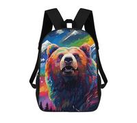 sinyumoney 17inch Children's Backpack 3D Printed Colorful Rainbow Bear Art Schoolbag Student Daypack Fashion Casual Lightweight School Bags for School College Travel
