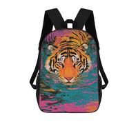 sinyumoney 17inch Children's Backpack 3D Printed Colorful Tiger Painting Art Print Schoolbag Student Daypack Fashion Casual Lightweight School Bags for School College Travel
