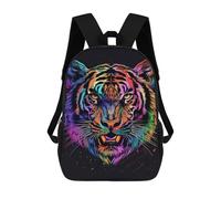sinyumoney 17inch Children's Backpack 3D Printed Colorful Tiger Portrait Art Print-1 Schoolbag Student Daypack Fashion Casual Lightweight School Bags for School College Travel